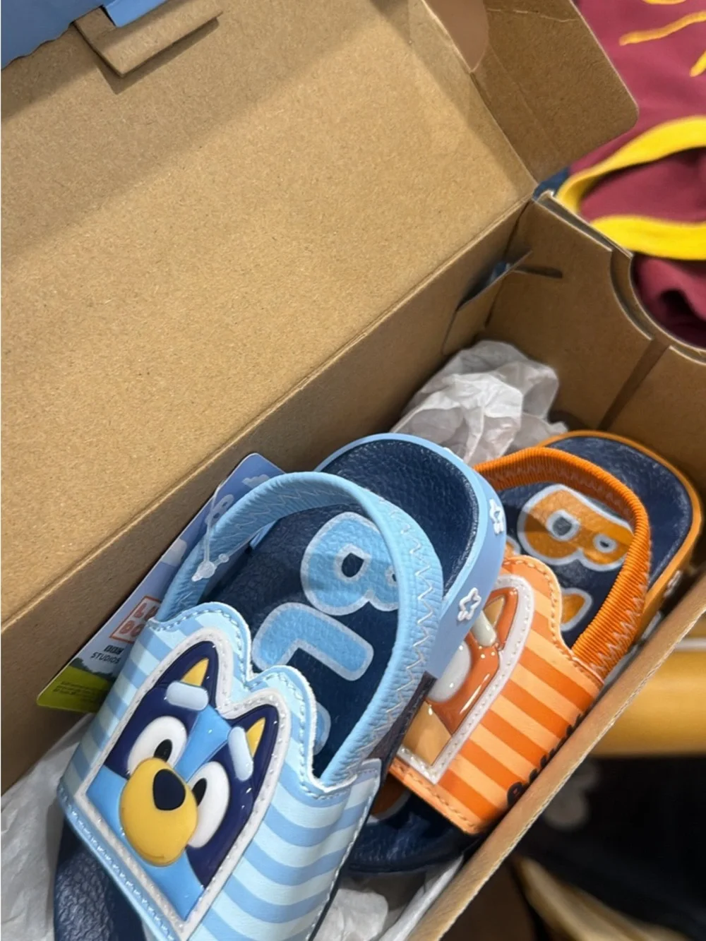 Bluey Kids Blue & Orange Cartoon Dog Slide Sandals